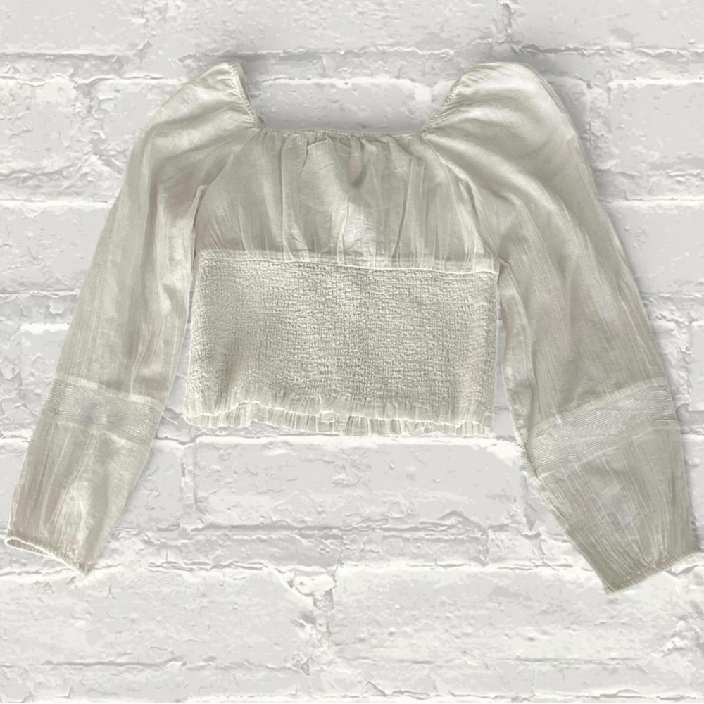 American Eagle Long Sleeve Cinched Peasant Top Blouse - Picture 3 of 3